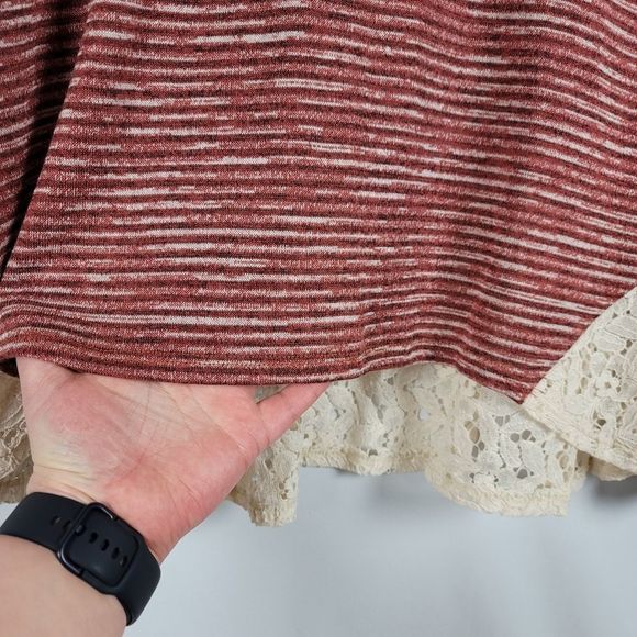 Papermoon mixed media scoop neck top lace hem Size M - Picture 4 of 9